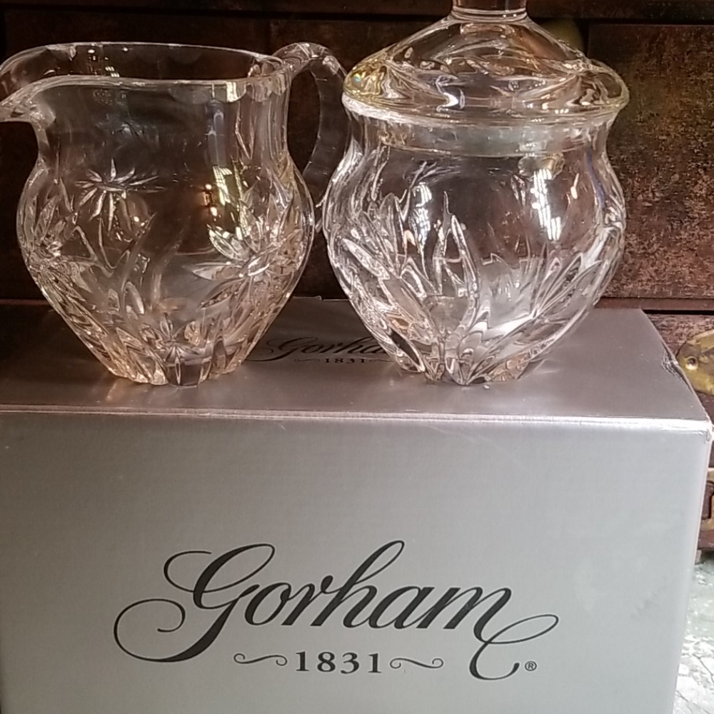 Gorham Made In Poland Crystal Creamer Sugar